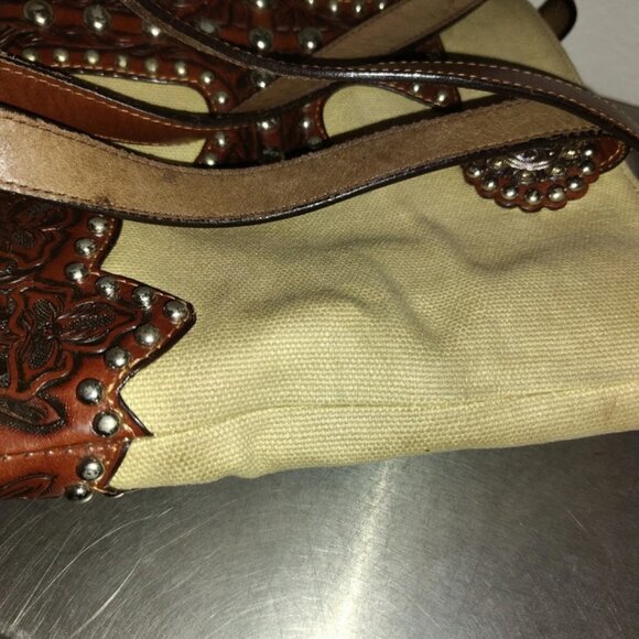 DDD Triple D Women's Purse Bag Canvas Cross Design Studded 10 in Long X 12 Width - Picture 10 of 11